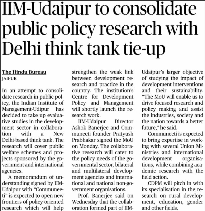 Special Story published in The Hindu (Jaipur and Delhi Edition)