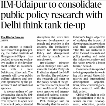 IIM Udaipur Signs an MoU with 