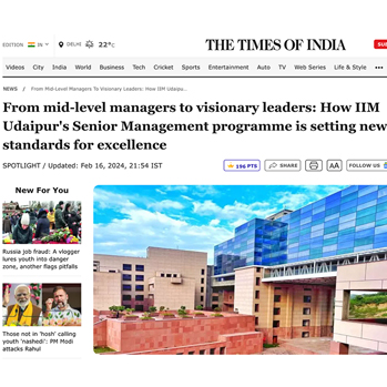 From mid-level managers to visionary leaders: How IIM Udaipur's Senior Management programme is setting new standards for excellence.