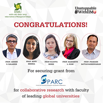 Congratulations to IIMU Faculty for securing a Grant from SPARC for collaborative research