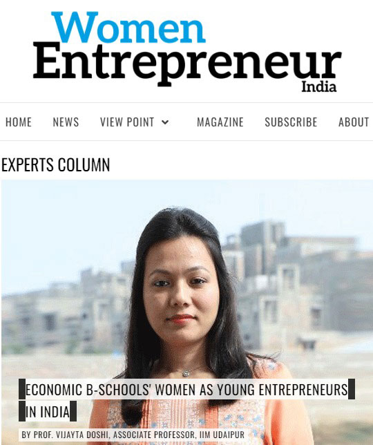 Economic B-schools' Women as Young Entrepreneurs in India